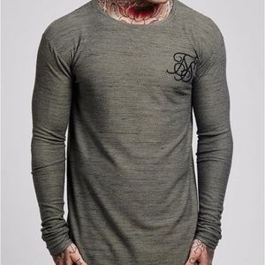 SikSilk L/S Inject Waffle Tee - Khaki - NWT